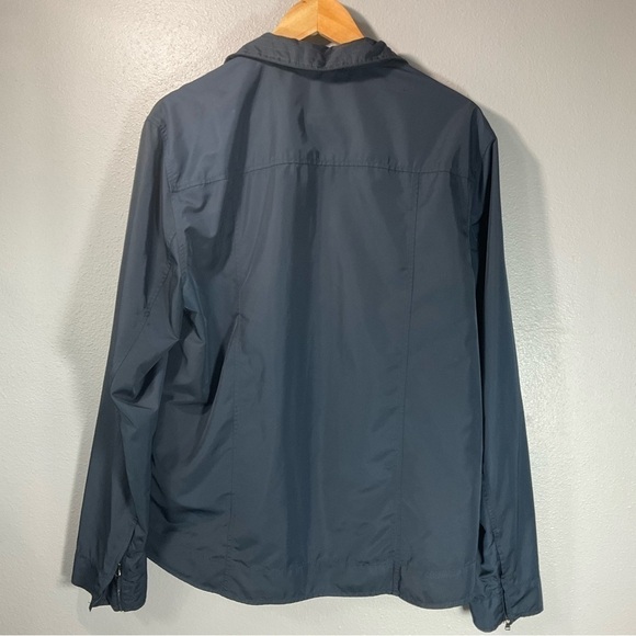 Theory Stand Collar windbreaker jacket unisex size Large dark blue - Picture 4 of 8
